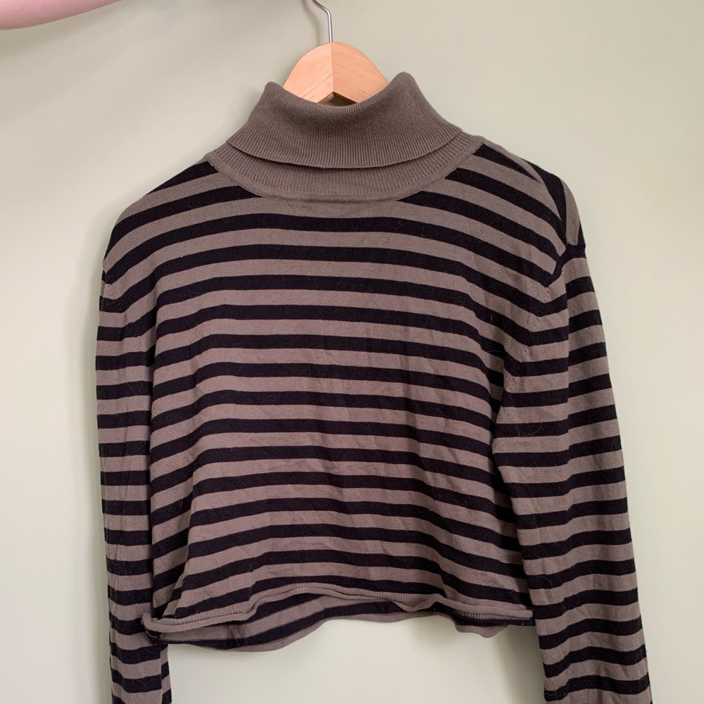 Striped cropped turtle neck